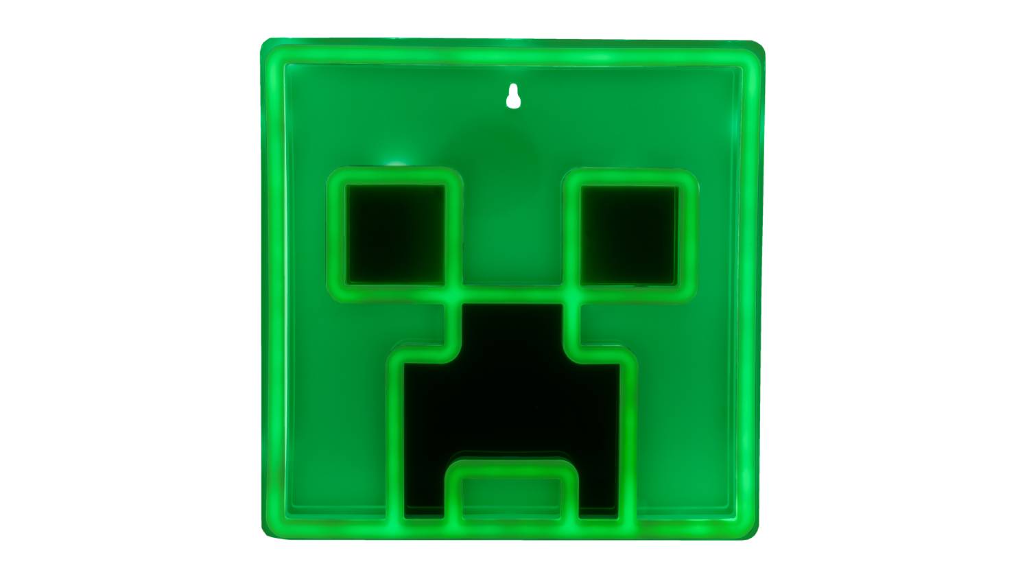 Minecraft Creeper head LED neon light glowing bright green with iconic square face design