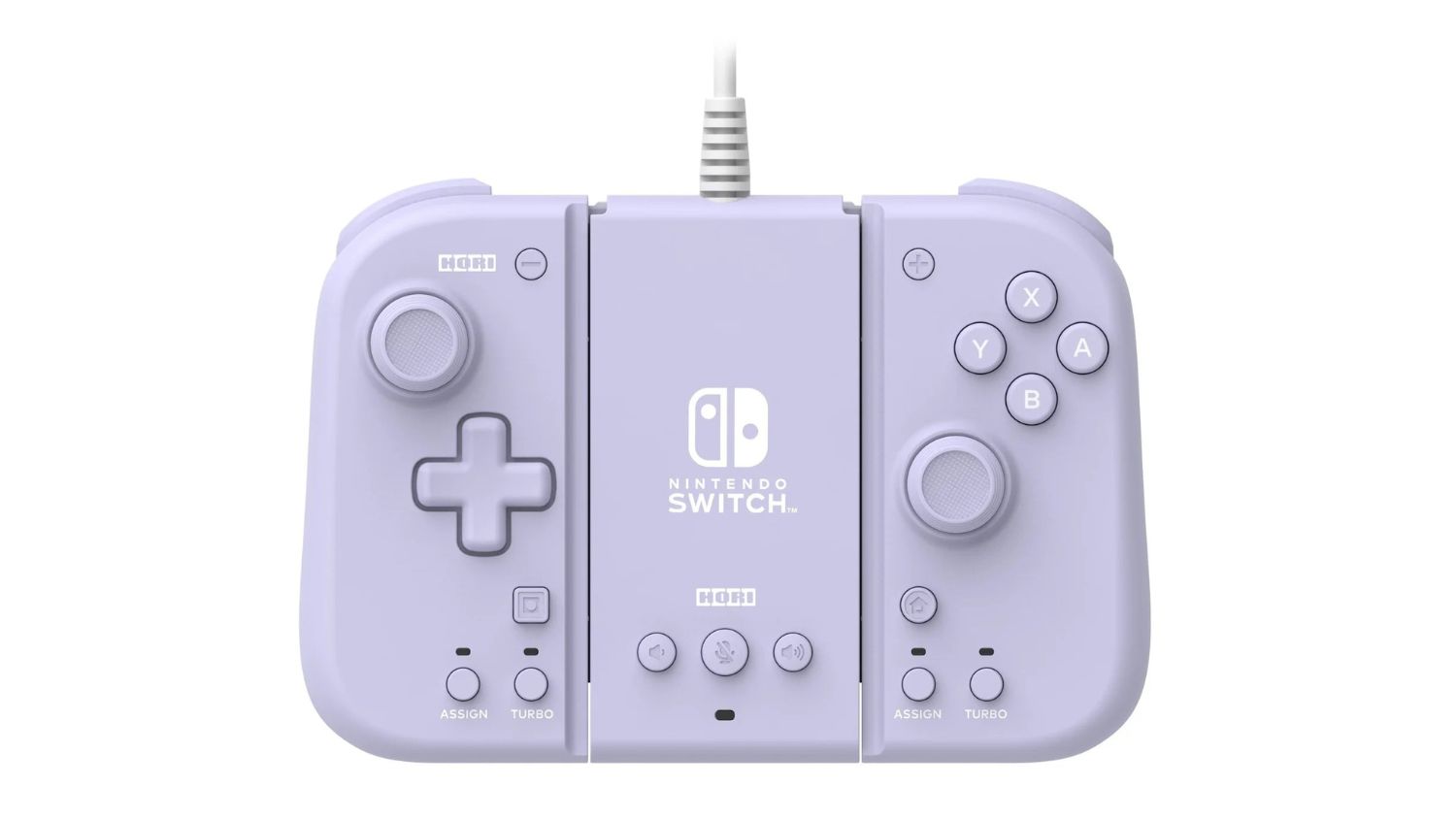 Lavender Hori Split Pad Compact with wired attachment for Nintendo Switch