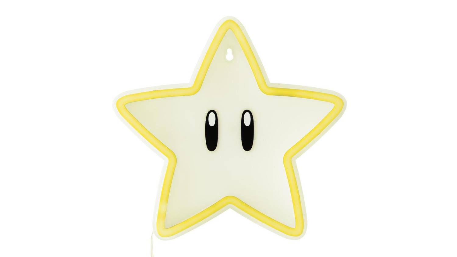 Super Mario Super Star LED neon light turned off, showing white star shape with black eyes and yellow outline