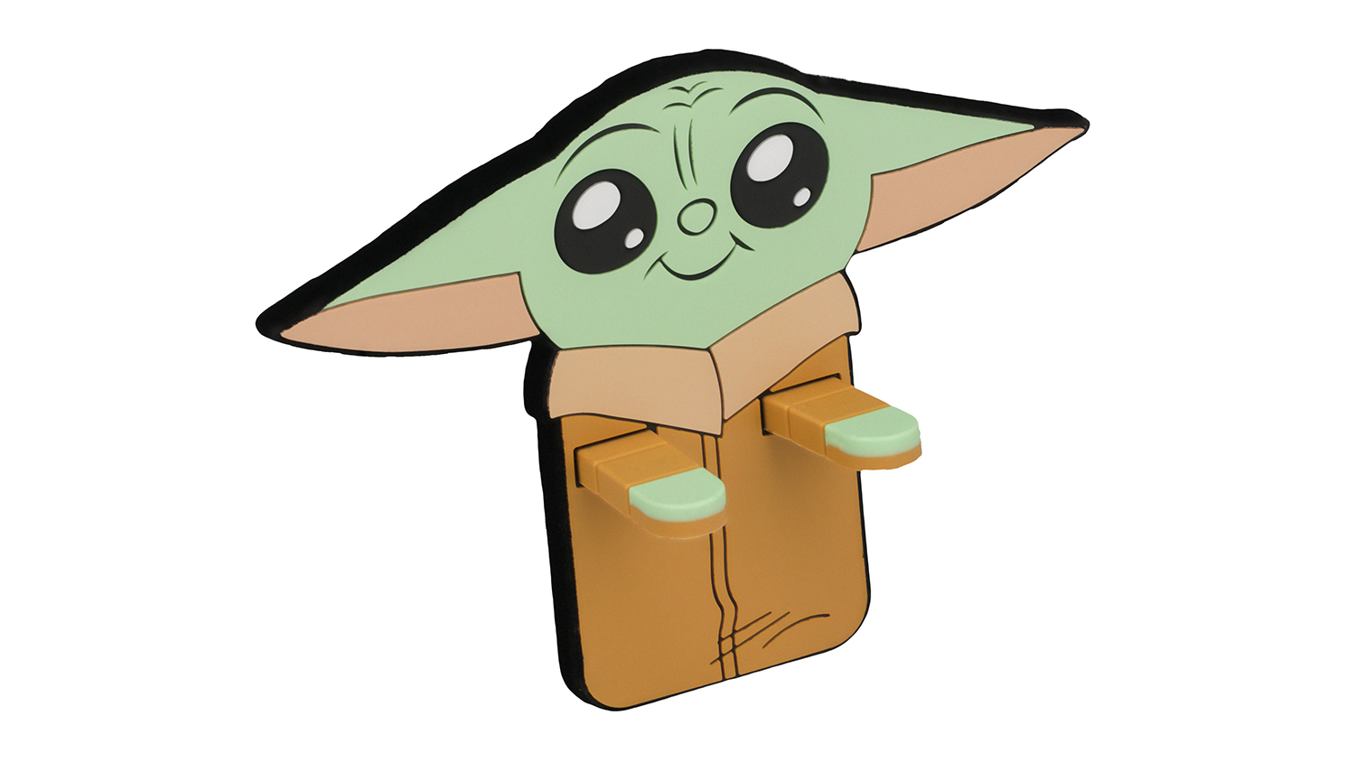 Star Wars Grogu clip-on screen cleaner with a flat microfiber surface on the back