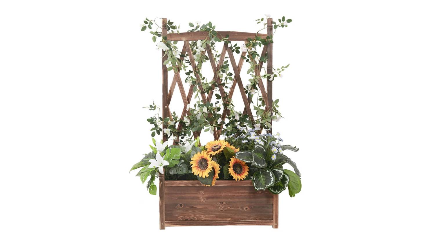 Pretty & Practical Wooden Planter Box with Trellis