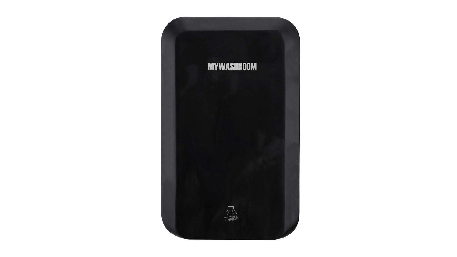 Front view of the black rectangle MyWashroom hand dryer