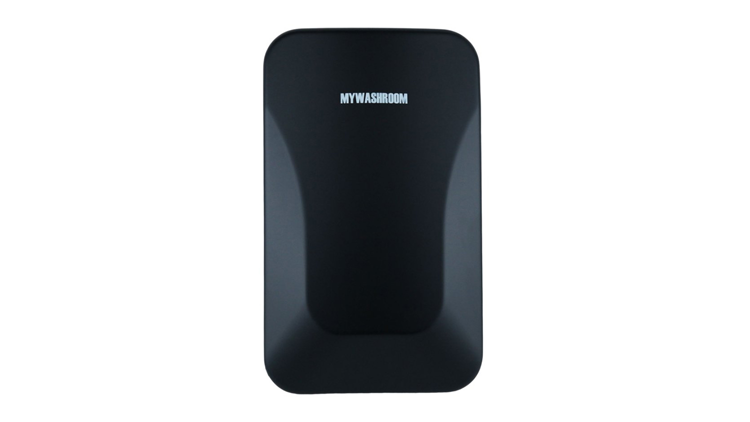 Front view of the vertical black MyWashroom high-speed hand dryer