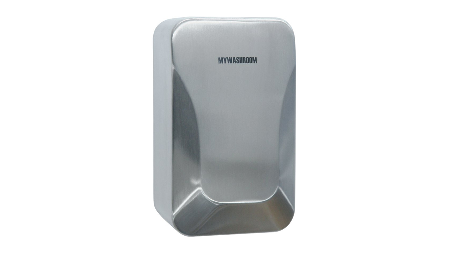 Front view of the vertical brushed stainless steel MyWashroom hand dryer