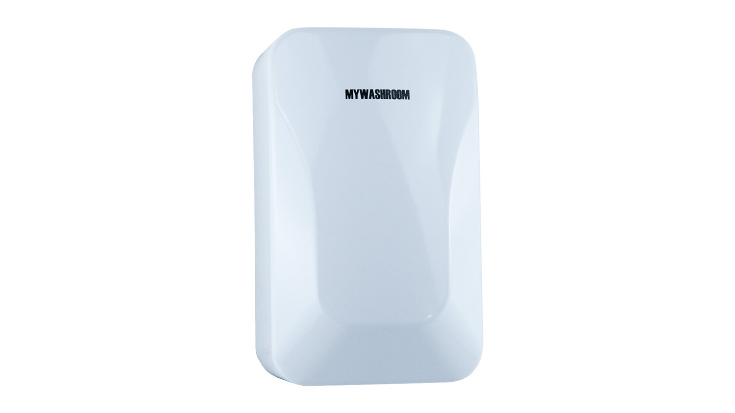 Front view of the vertical white MyWashroom high-speed hand dryer