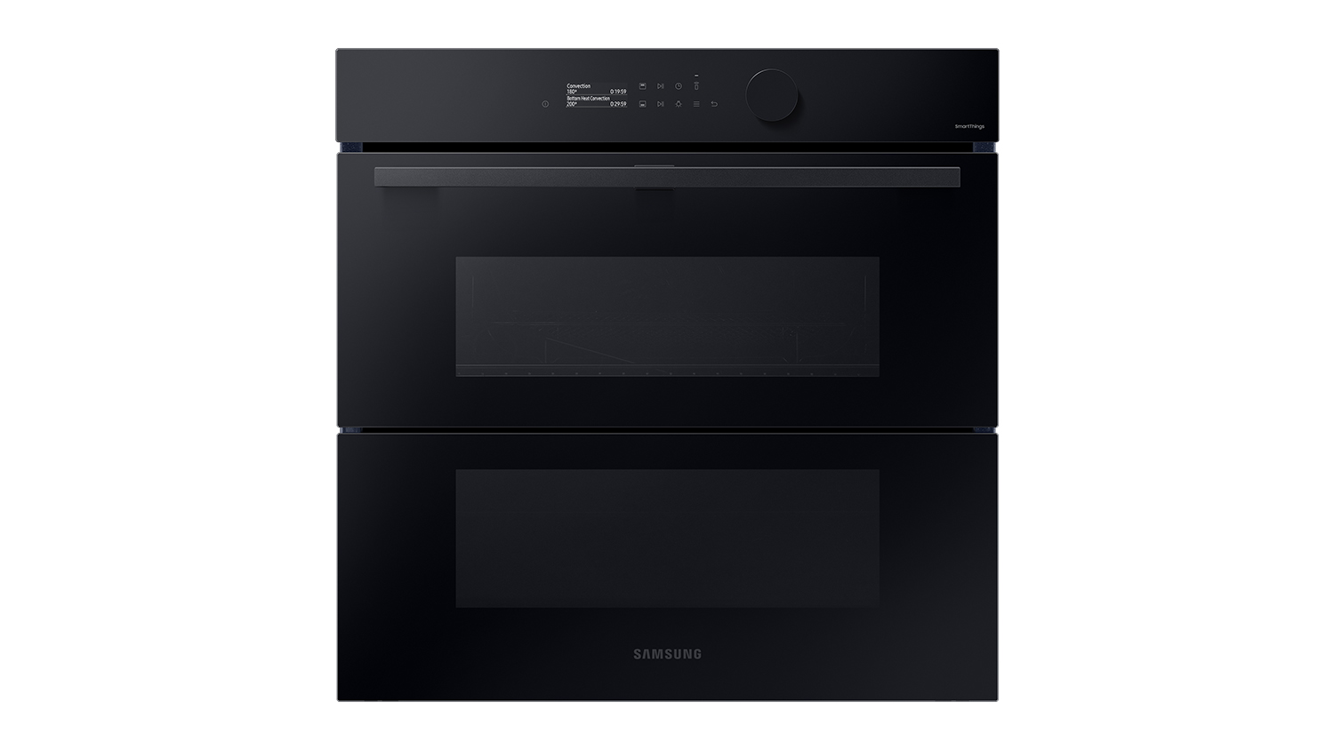 A modern Samsung 60cm Built-In Steam Oven in a sleek black design