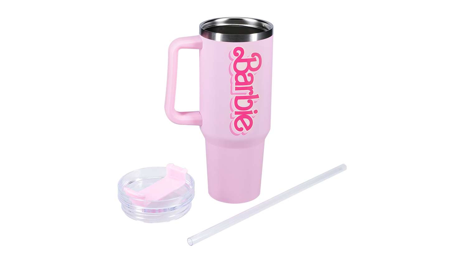 Paladone Themed Travel Cup with Lid, Straw 900ml - Barbie