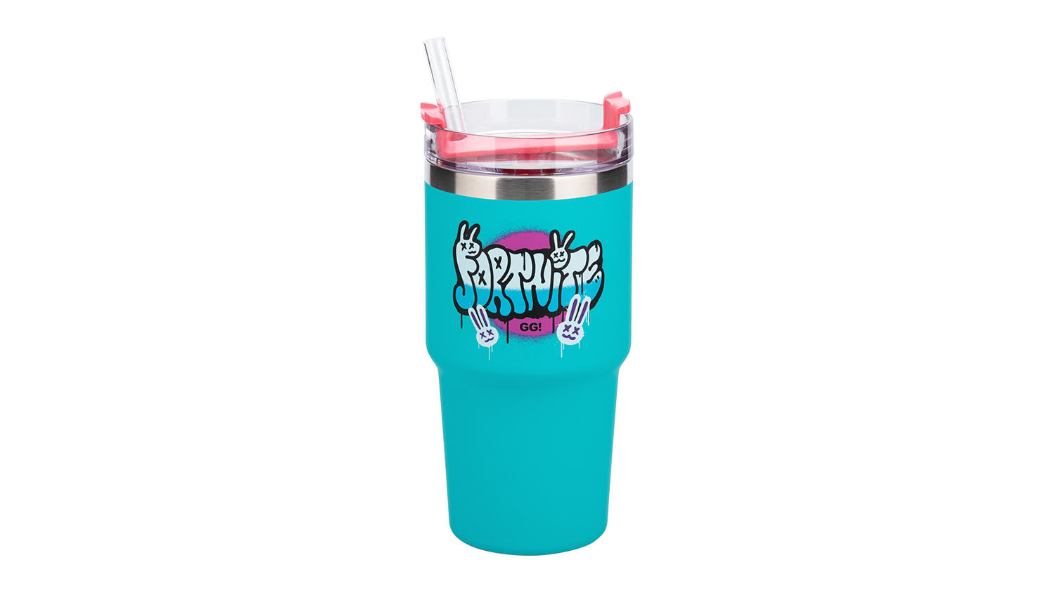 Paladone Themed Gamer Cup with purple and white graffiti text reading "FORTNITE"