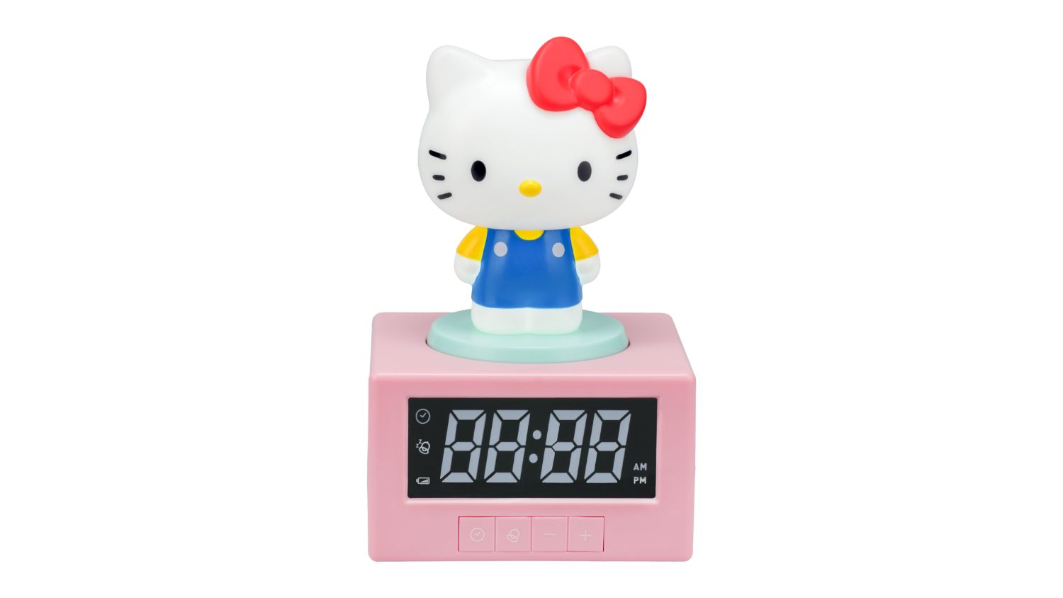 A front view of the Hello Kitty novelty alarm clock