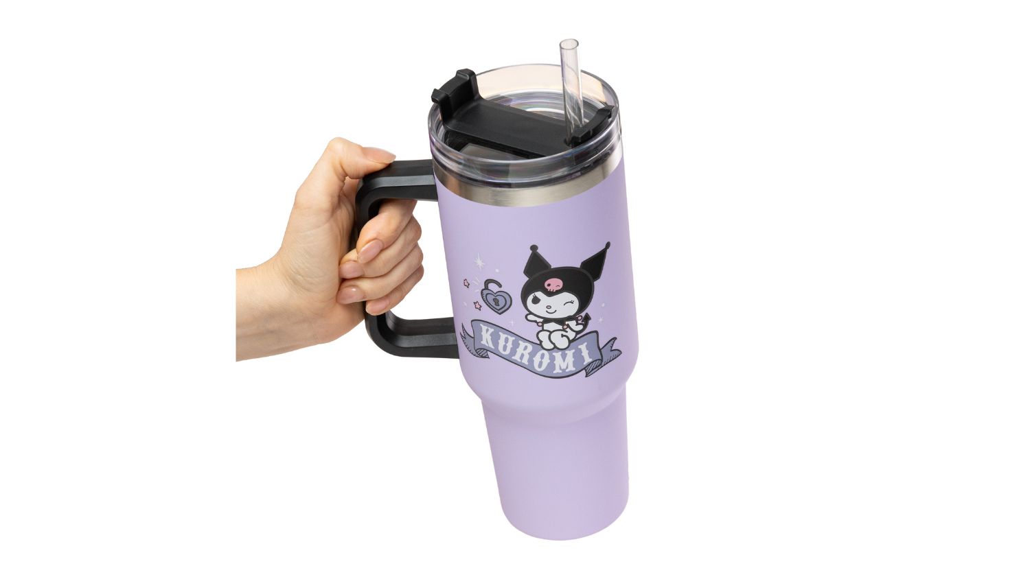 Paladone Themed Travel Cup with Lid, Straw 900ml - Kuromi