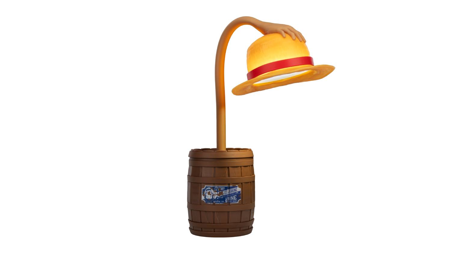 One Piece Straw Hat Poseable LED Light featuring a flexible arm holding a yellow straw hat with a red band