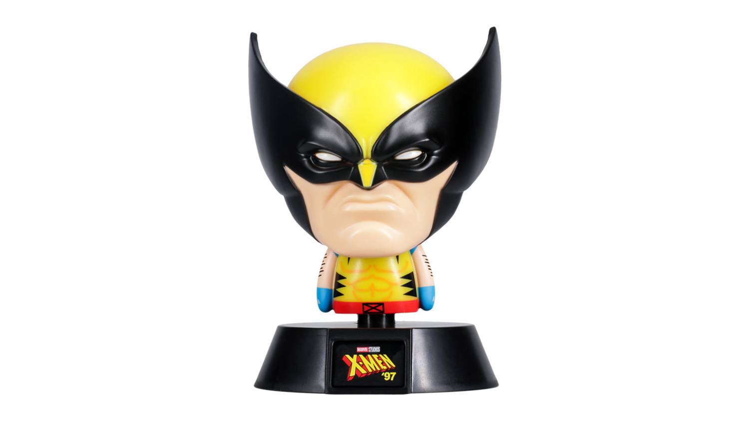 Wolverine Icon Light figure wearing a yellow and blue costume with black pointed mask details