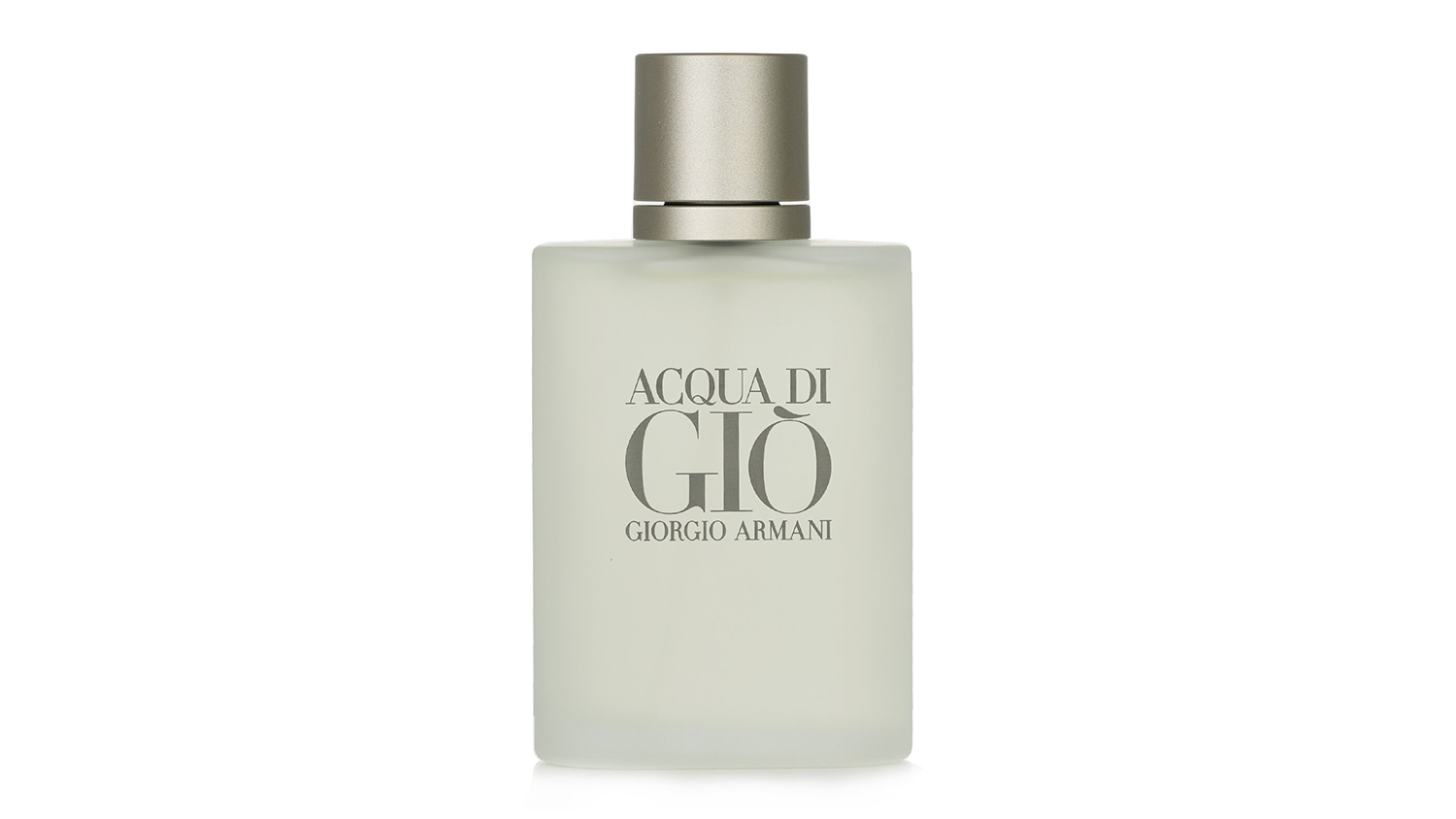 Frosted glass bottle of Giorgio Armani Acqua Di Gio Eau De Toilette with a matte gray cap