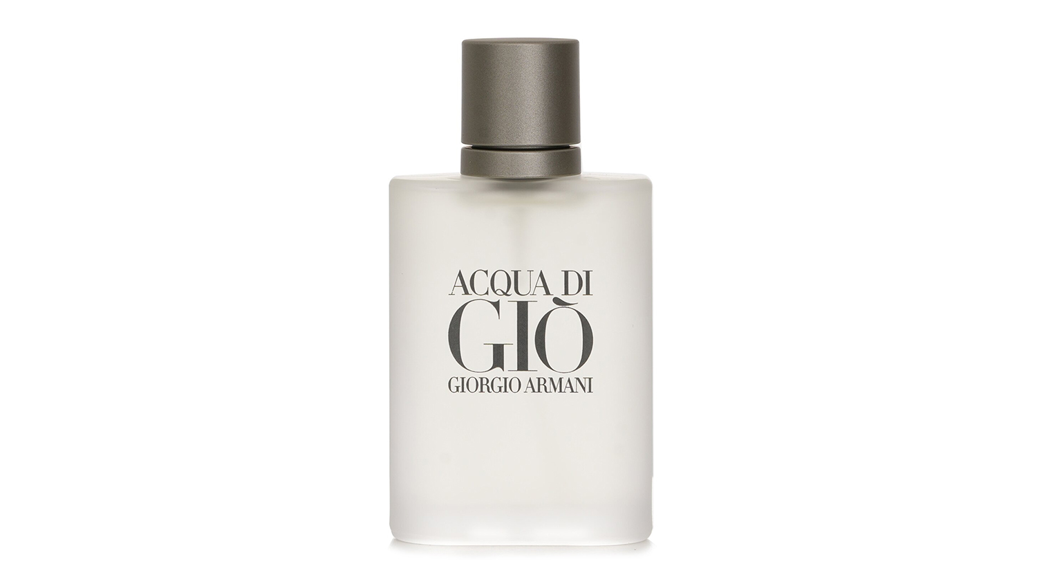 Frosted glass bottle of Giorgio Armani Acqua Di Gio Eau De Toilette with a matte gray cap