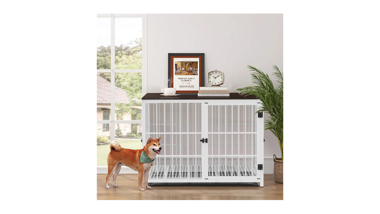 Pretty & Practical 3-Door Wooden Top Pet Crate with Removable Tray 78.5 x 56.8 x 65cm