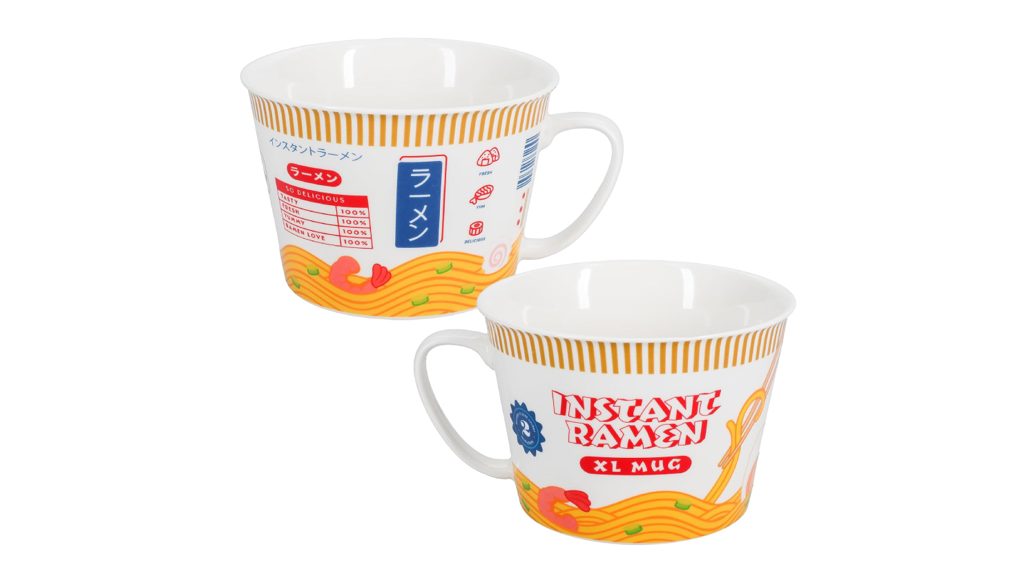 A front and rear view of the paladone giant ramen mug