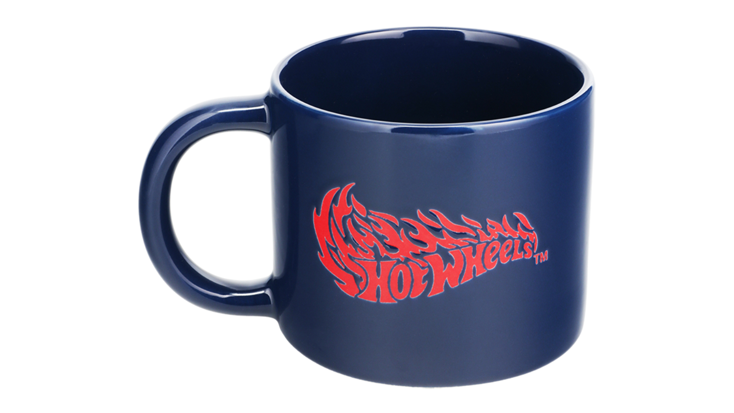 A front view of the hot wheels mug