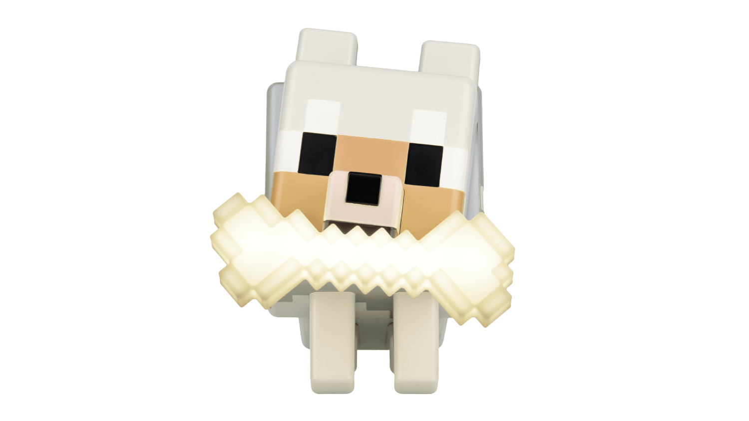 A front view of the minecraft wolf globuddies light