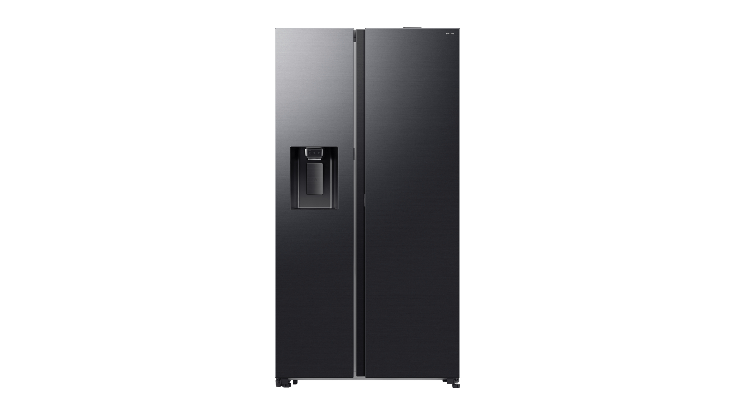 A front view of the Samsung side-by-side smart fridge