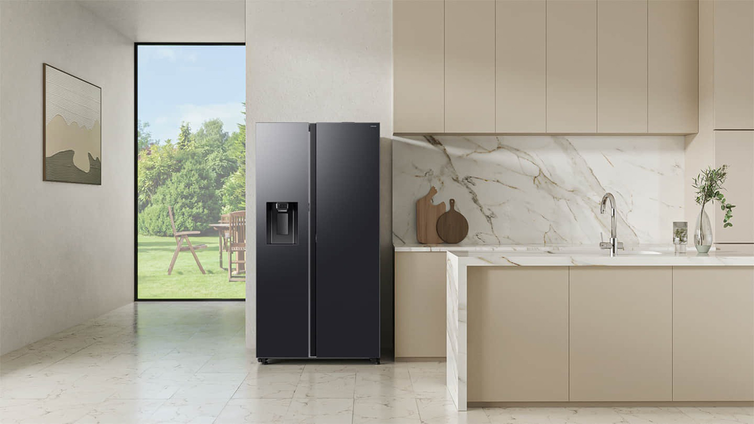 Samsung 634L Side-by-Side Smart Fridge Freezer with Ice & Water Dispenser - Dark Stainless (SRS6300B)