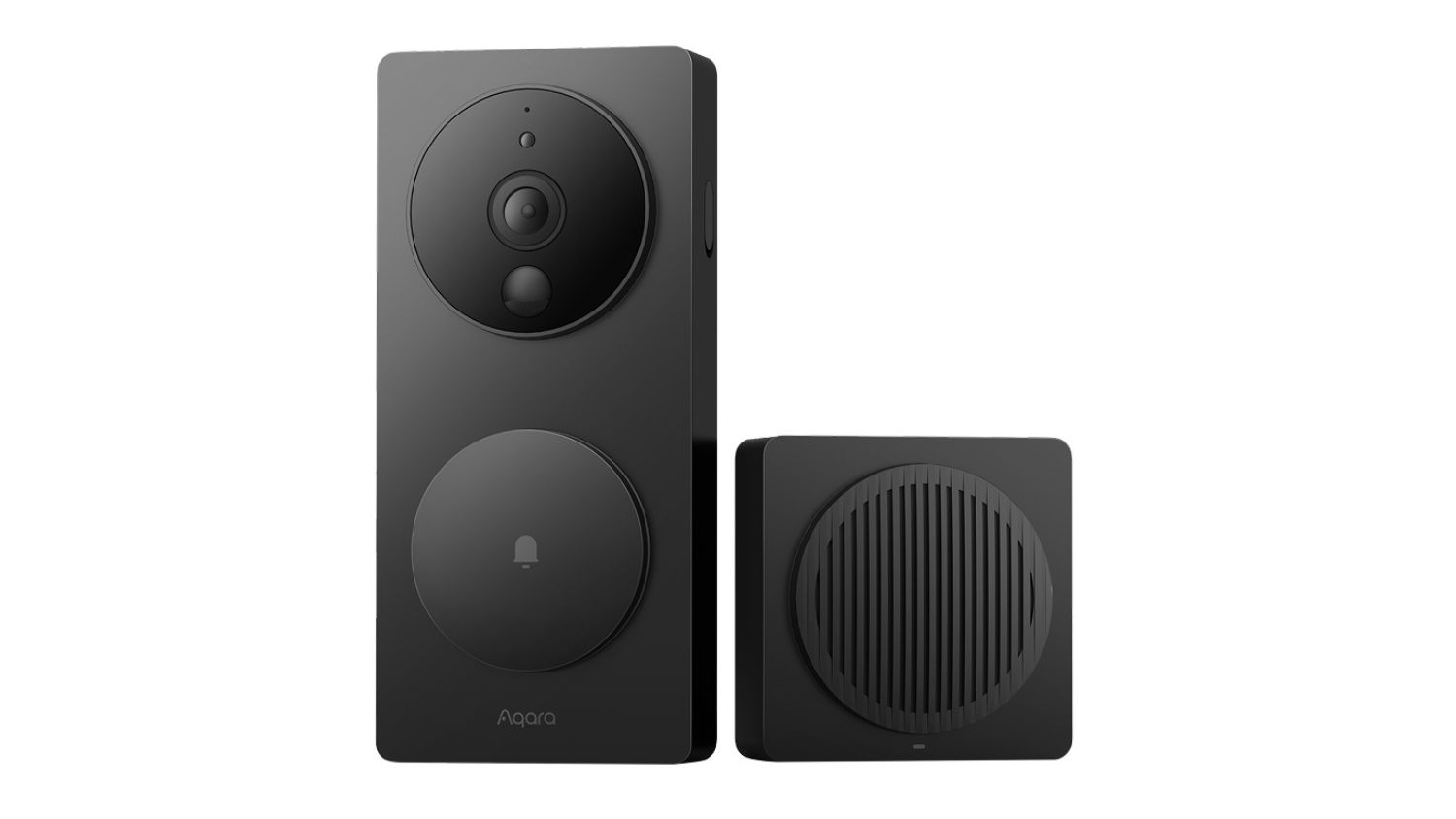 A side-by-side view of the smart video camera and doorbell