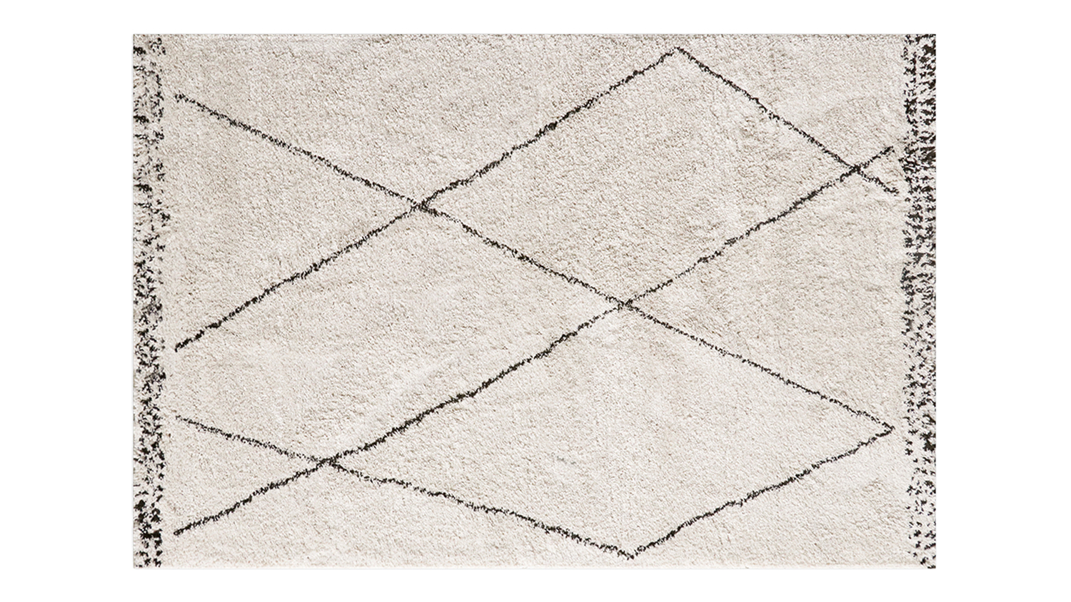 Gaza Rug in cream with a simple geometric design featuring intersecting dark grey lines