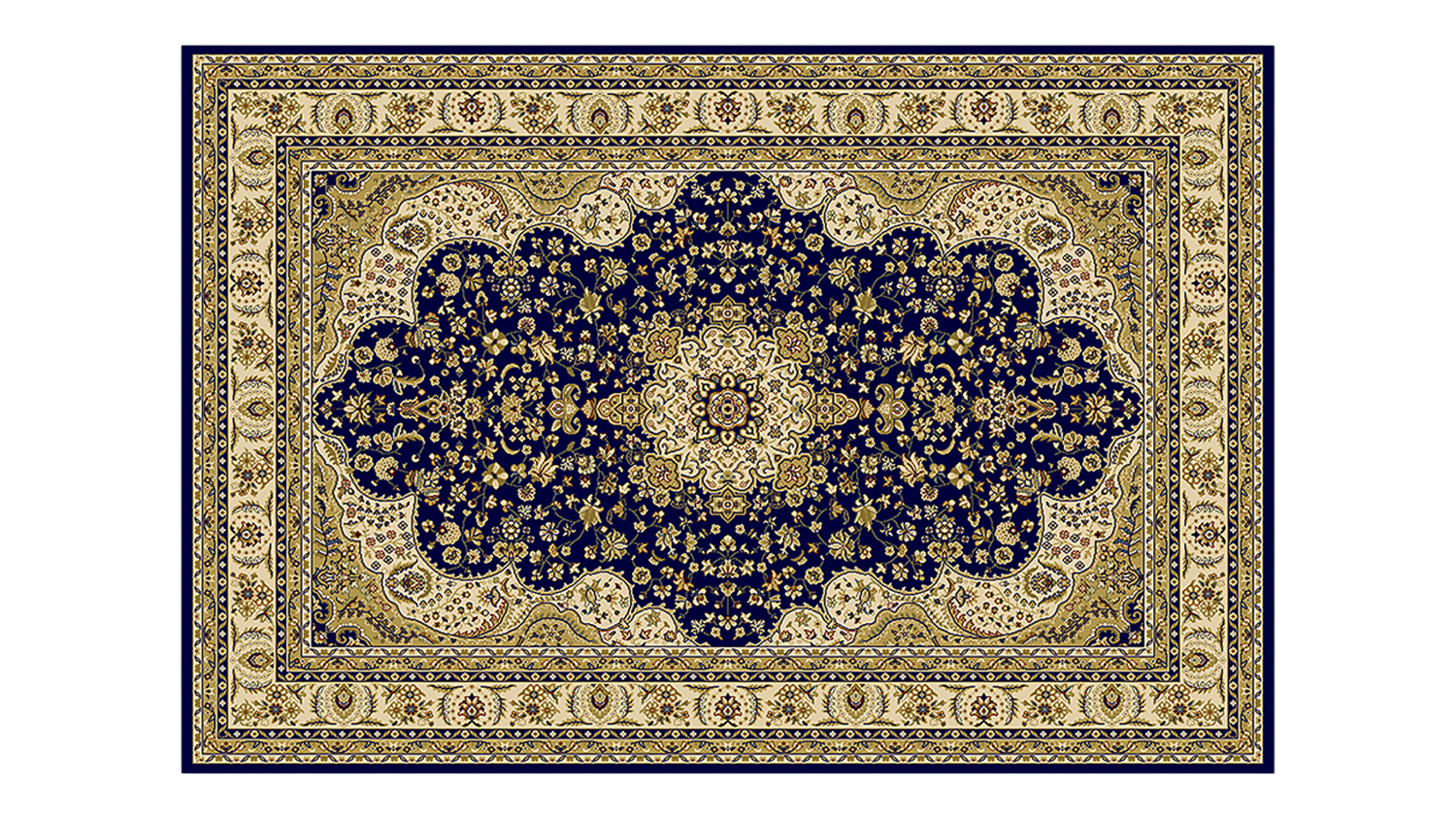 Filigree Rug featuring a Persian-inspired design with an ornate central medallion, and intricate floral motifs