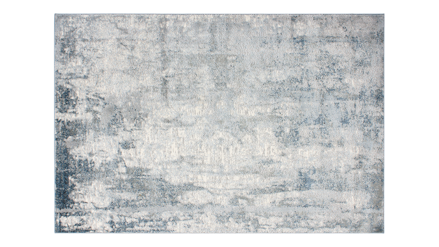 Frankie Rug in slate featuring an abstract, distressed pattern with soft grey and blue tones