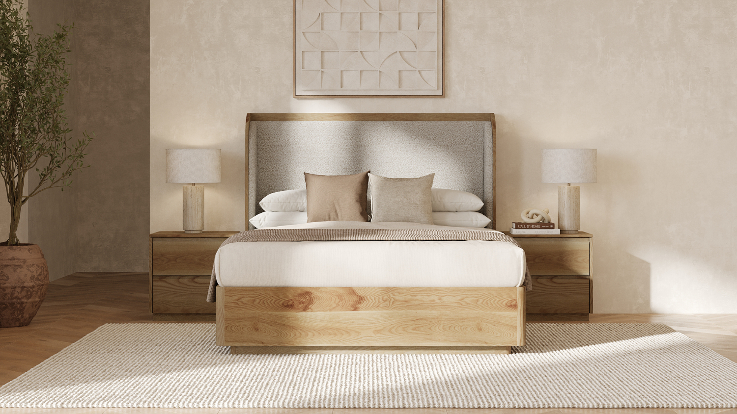 Fawn 2 Drawer Bedside Table