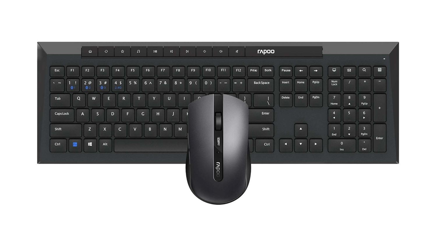 Rapoo 8000M Wireless Keyboard and Mouse Set in sleek black