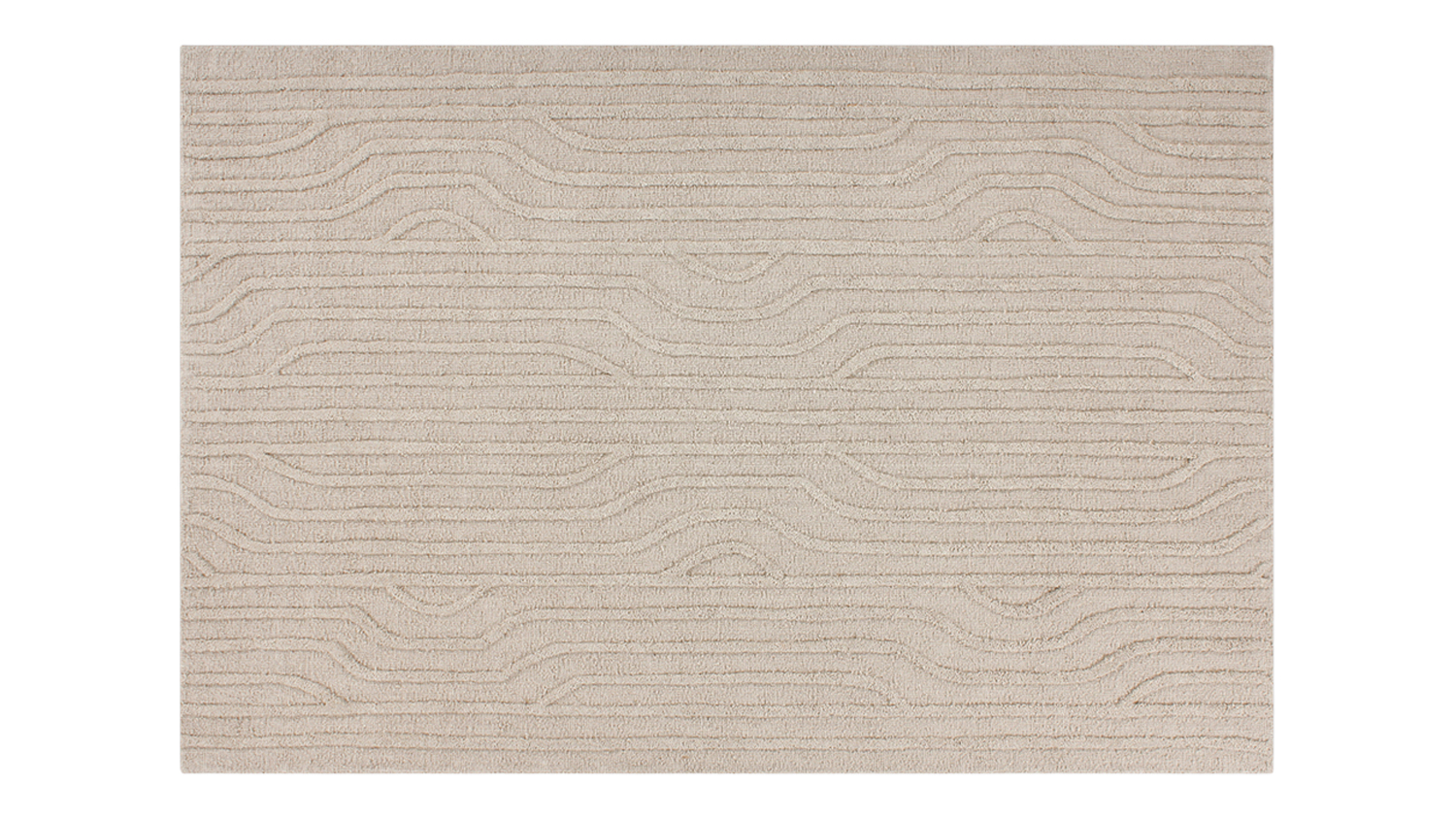 Full view of Hepburn Rug with pebble finish and repeating horizontal wavy pattern