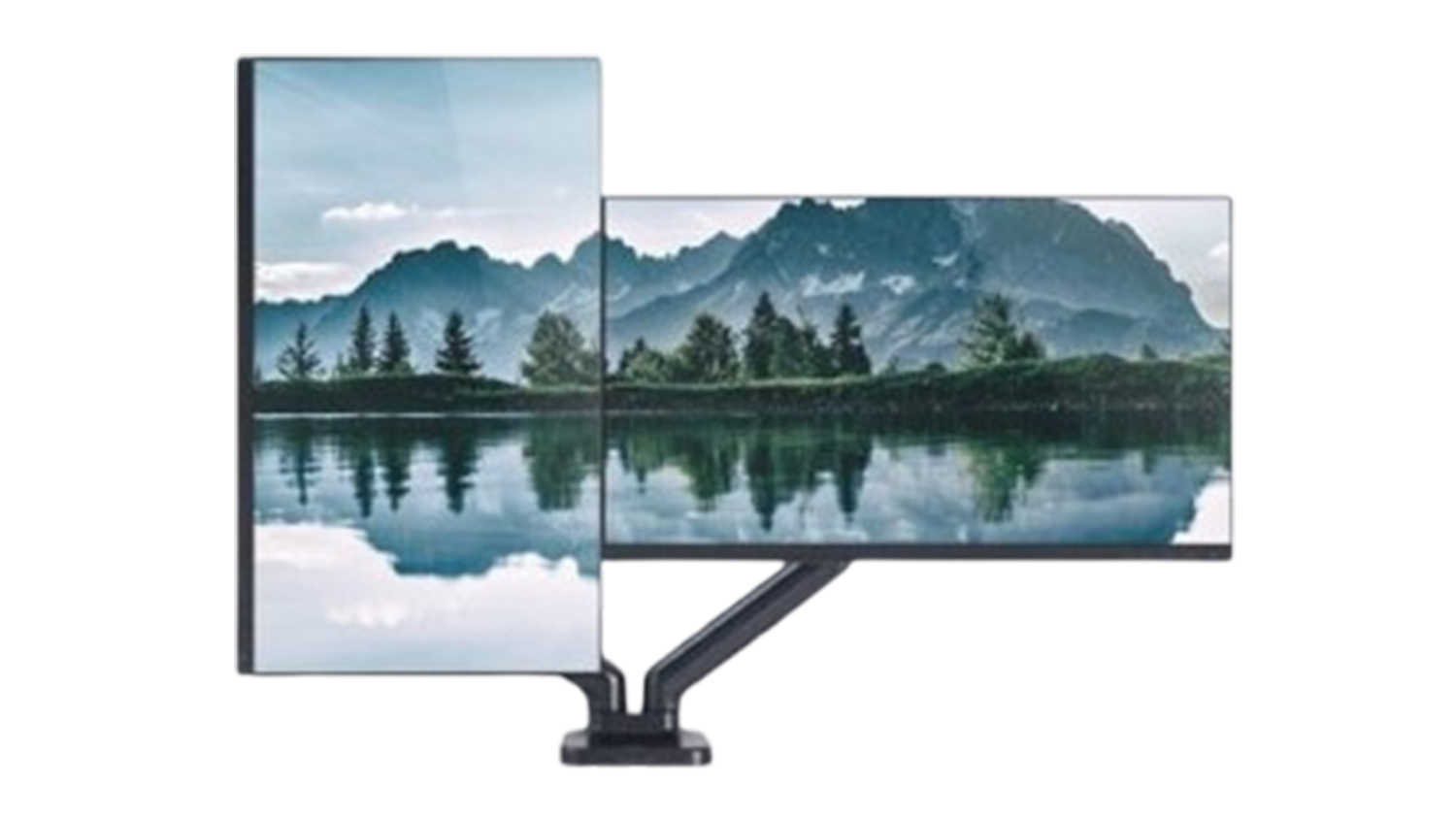 Dual Screen Gas Spring Monitor Arm in sleek black