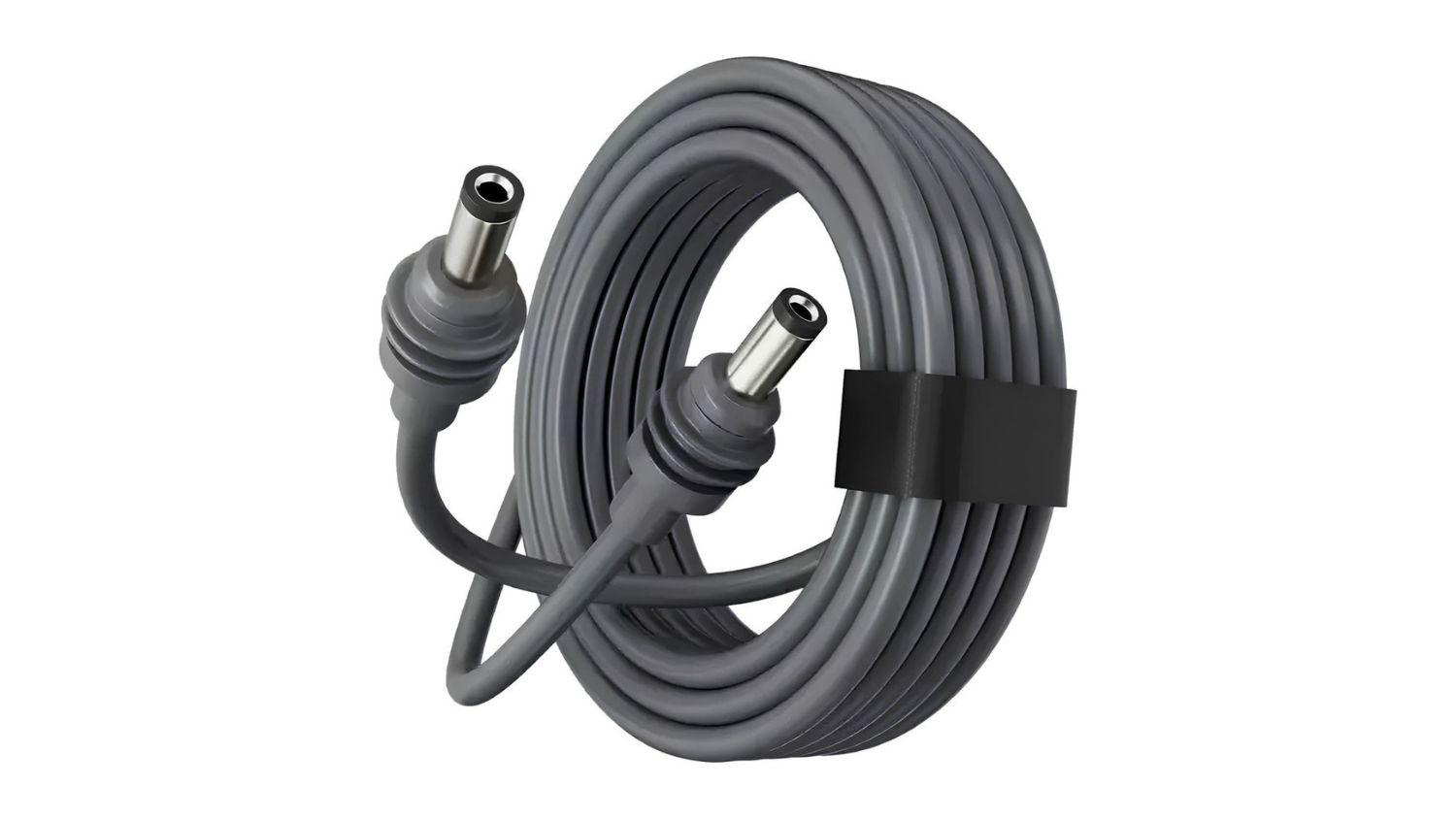 Coiled DC power cable with two-barrel connectors and Starbeam logo in the bottom corner