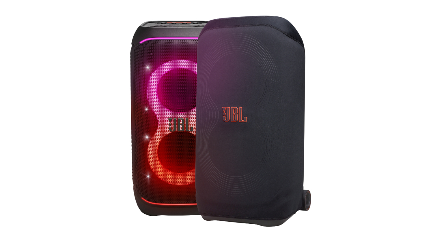 JBL PartyBox speaker and PartyCover side by side