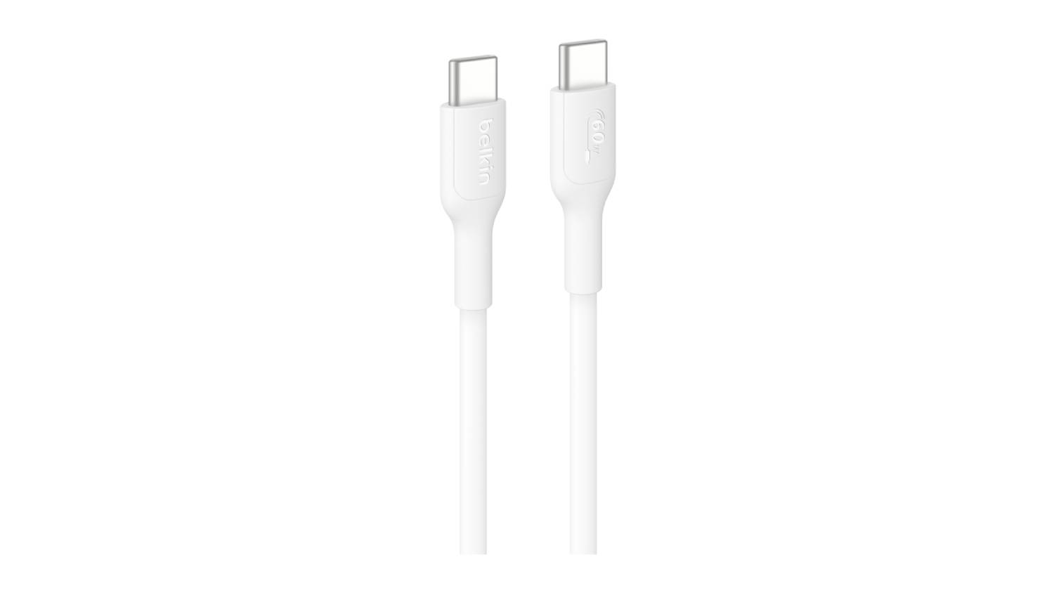 Belkin BoostCharge USB-C to USB-C 60W PCR Cable in a sleek white colour