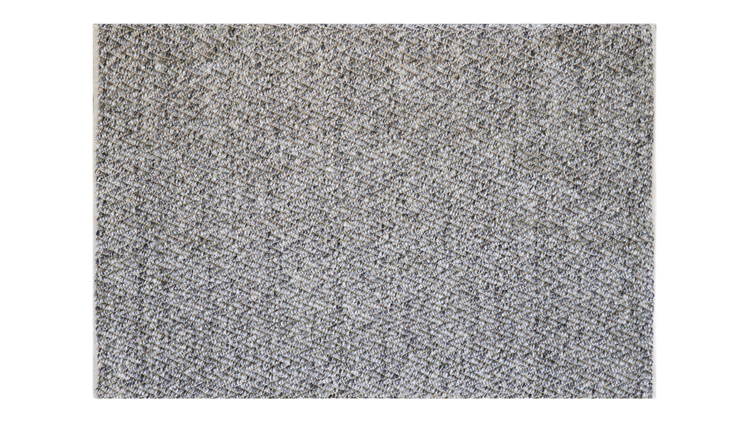 Rectangular Ryan Rug in ash grey featuring a subtle chevron-style woven pattern with a soft, textured surface
