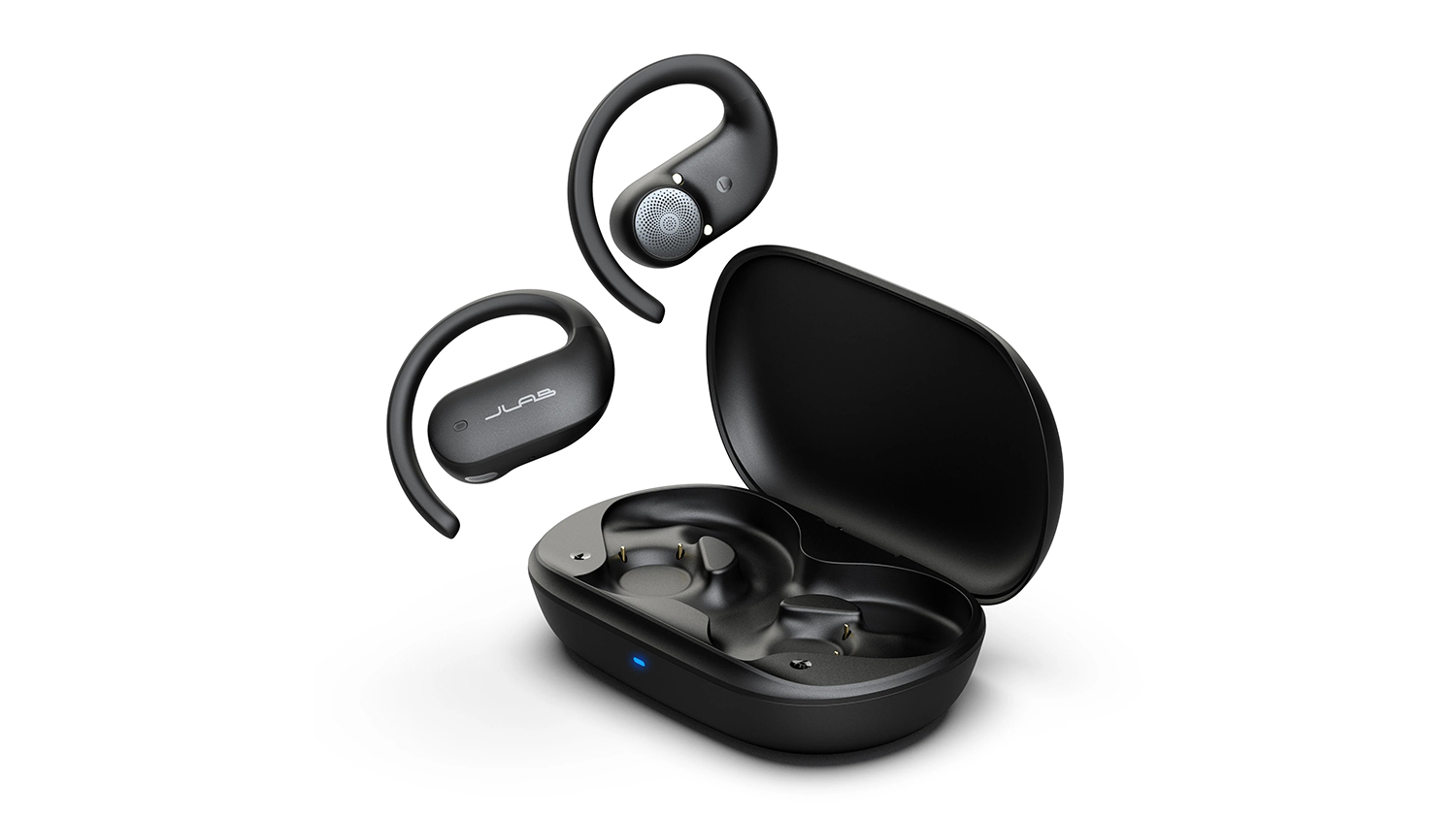JLab JBuds Open Sport True Wireless Open-Ear Headphones in sleek black