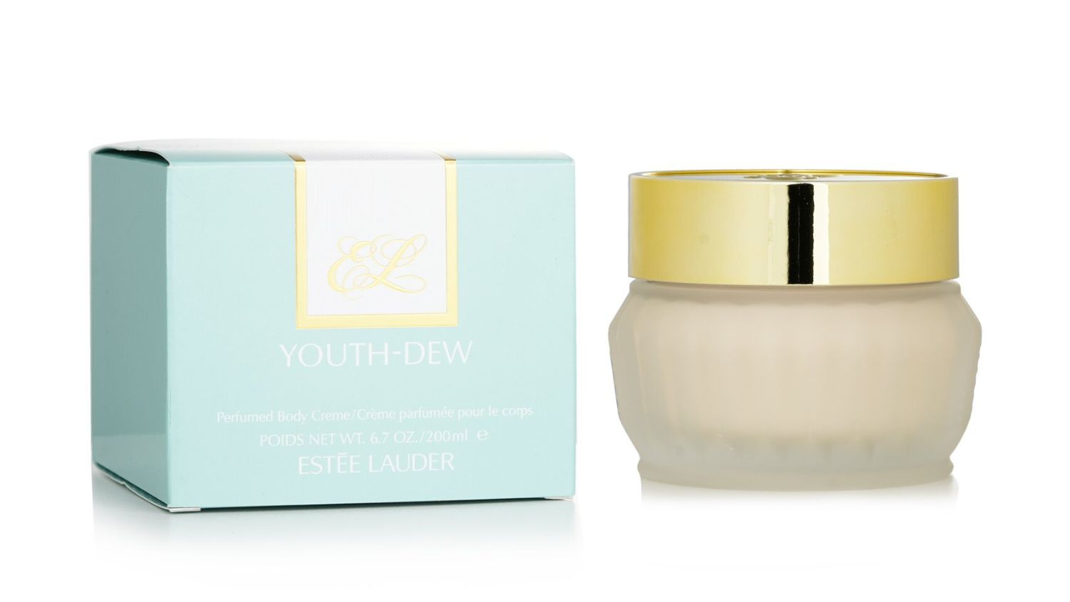 A side-by-side view of the Estée Lauder Youth Dew Body Cream