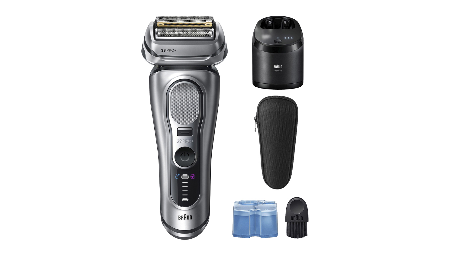 Braun Series 9 PRO+ Wet & Dry Cordless Foil Shaver in sleek silver