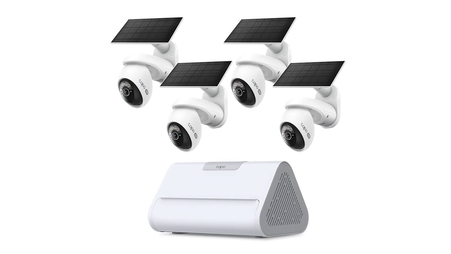 Complete Tapo C660 kit bundle featuring four 4K solar security cameras and one Smart Home Base