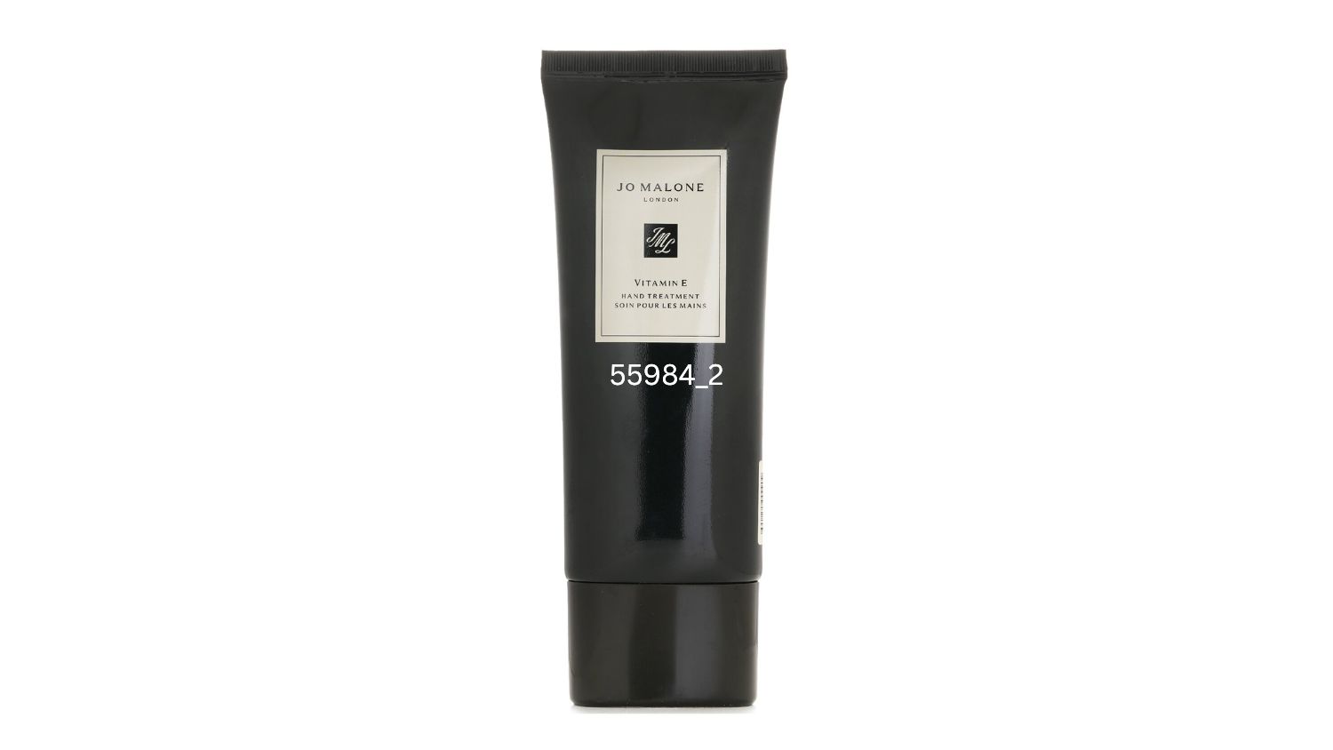 Black tube of Jo Malone Vitamin E Nourishing Hand Treatment with white label and brand logo