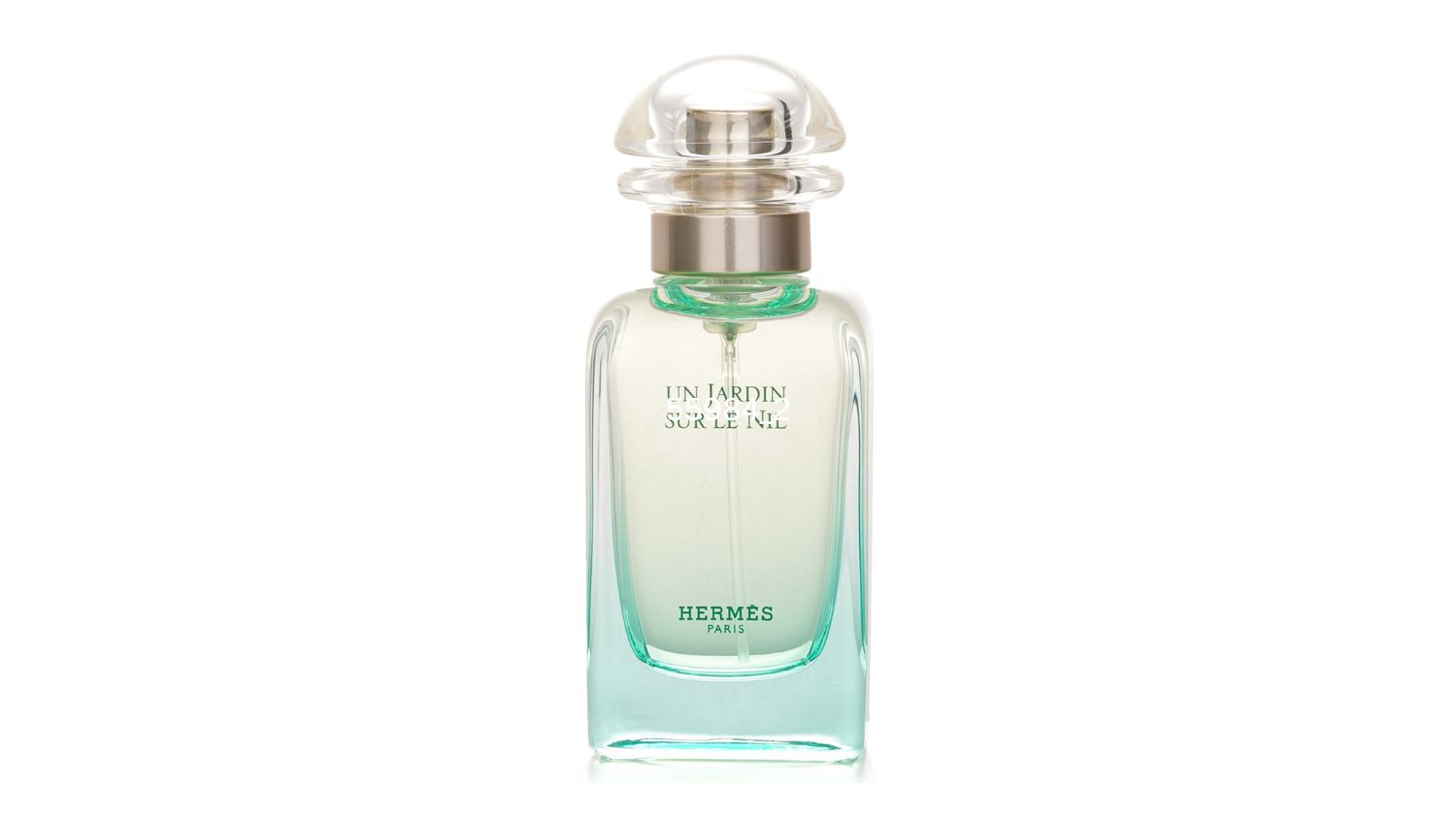 Hermès Un Jardin Sur Le Nil perfume bottle with clear glass and green tint