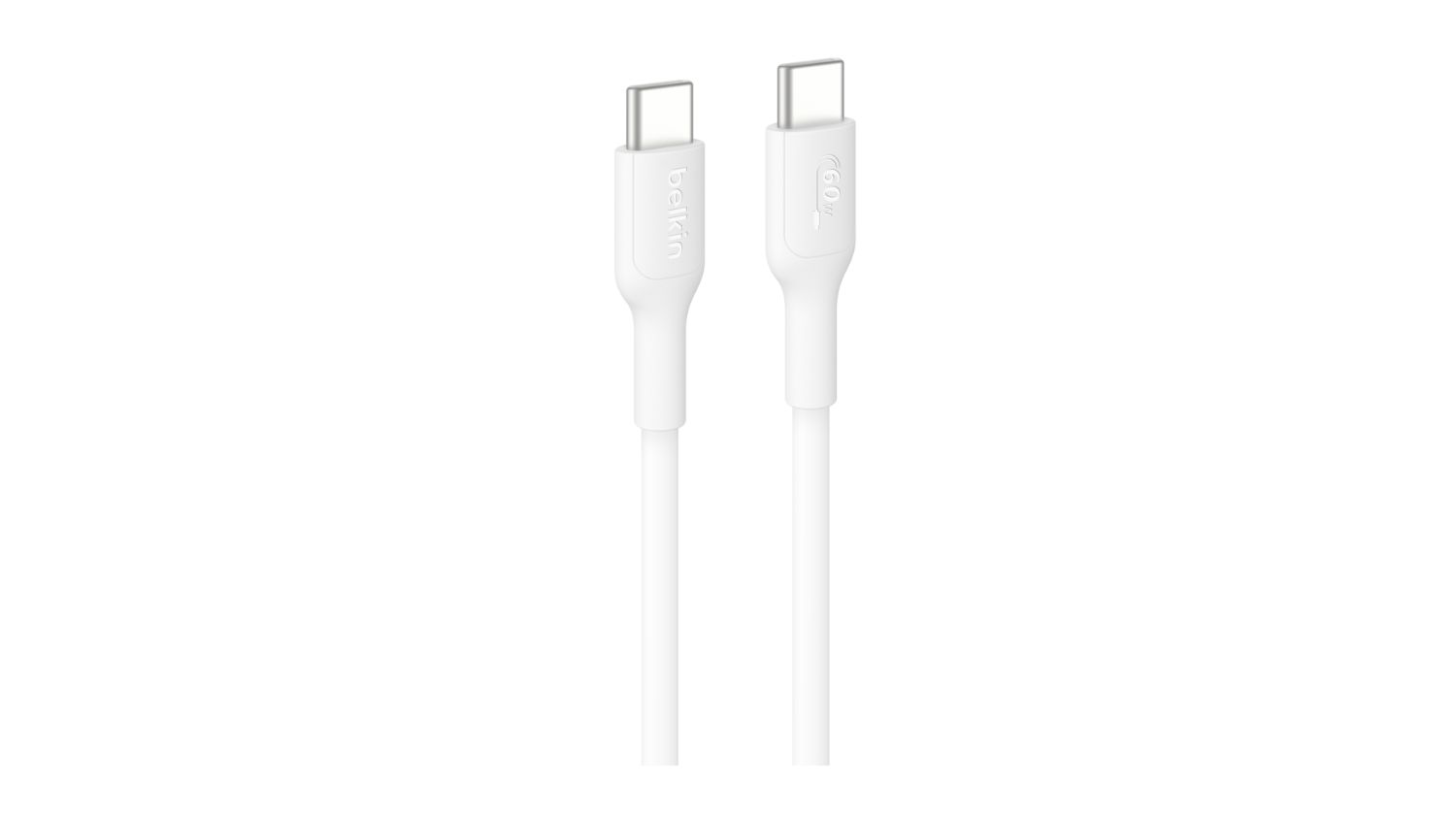 An angled view of the Belkin BoostCharge USB-C to USB-C 60W PCR cable