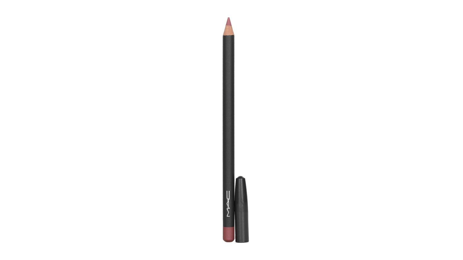 MAC Lip Pencil in the shade Dervish shown upright with its cap removed, revealing the sharpened tip