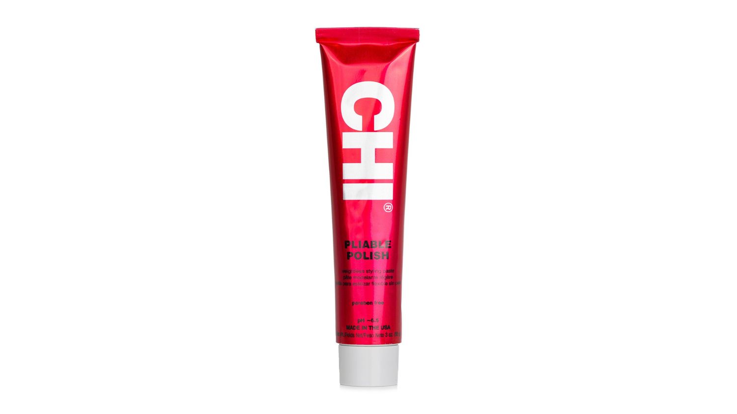 A front view of the CHI pliable polish weightless styling paste