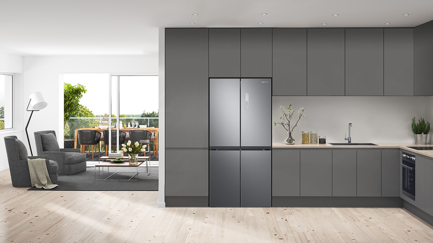 Samsung 488L Quad Door Fridge Freezer - Silver (SRF5500S)