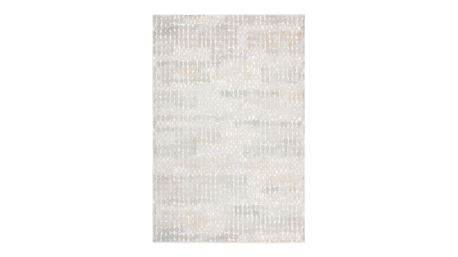 Vertical shot of the Sierra Area Rug with a faded, modern mosaic design in neutral tones
