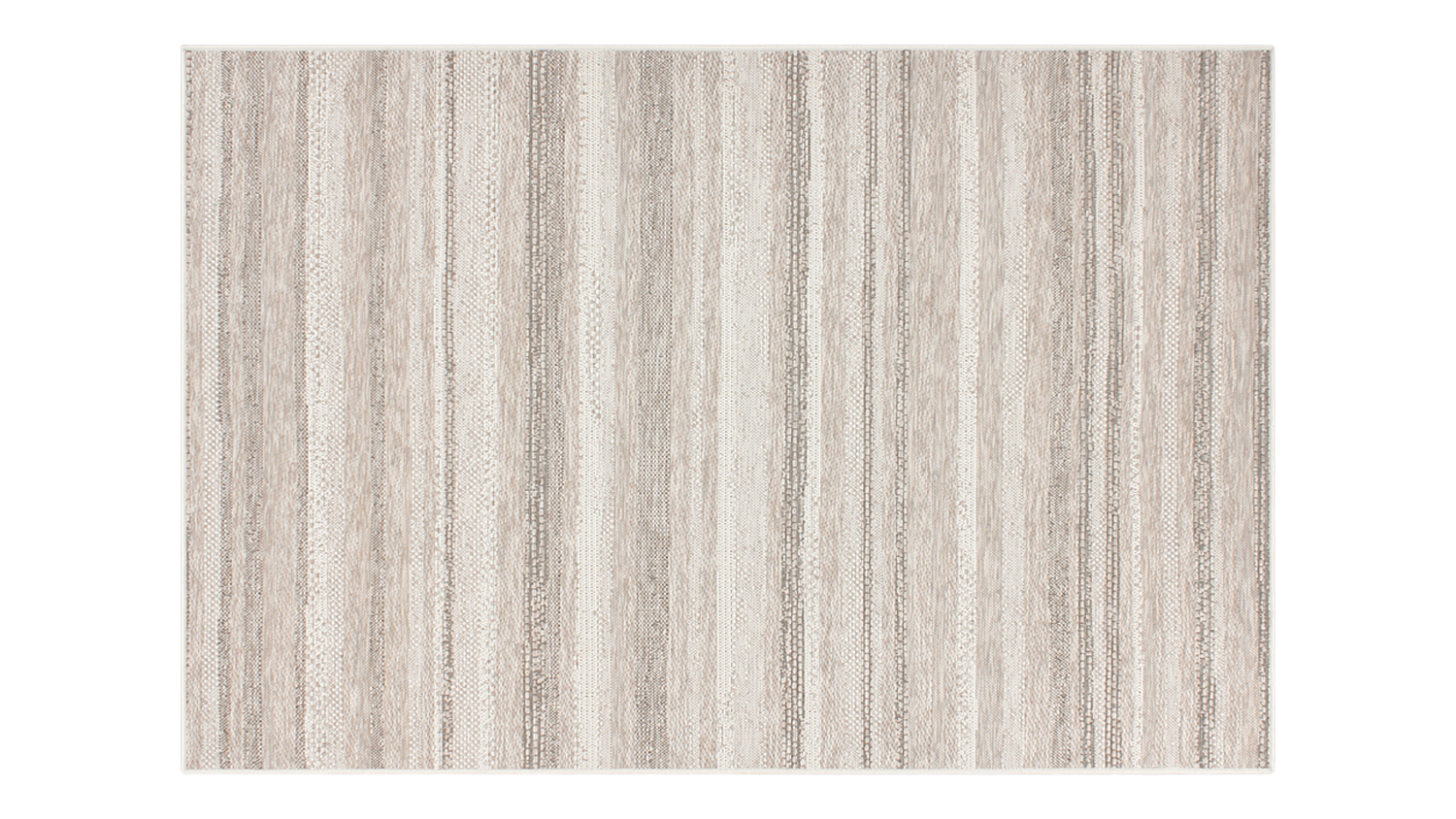 Full-frame view of the St Ives Outdoor Rug in Sand, showing a modern vertical striped design