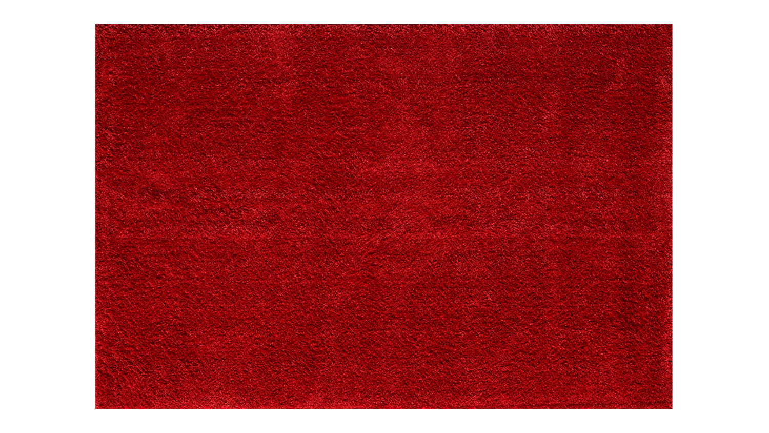 A rectangular Stirling Rug, showing a dense, plush shaggy pile and modern solid-colour red design
