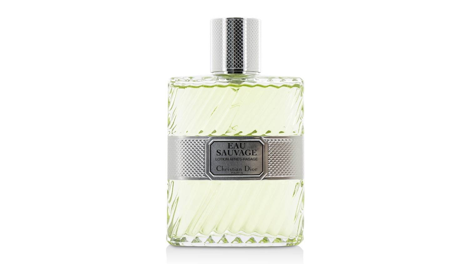 Front view of the Christian Dior Eau Sauvage After Shave Spray bottle, featuring a textured glass design